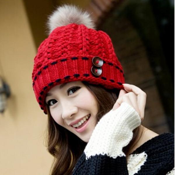 Fahion 2015 Winter Little Ball Knitted Bomber Hat For Girls on Luulla