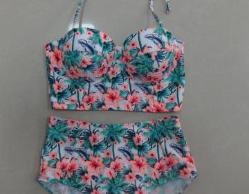 New Women High Waist Flower Pattern Swimswear Swimsuit Bikini on Luulla